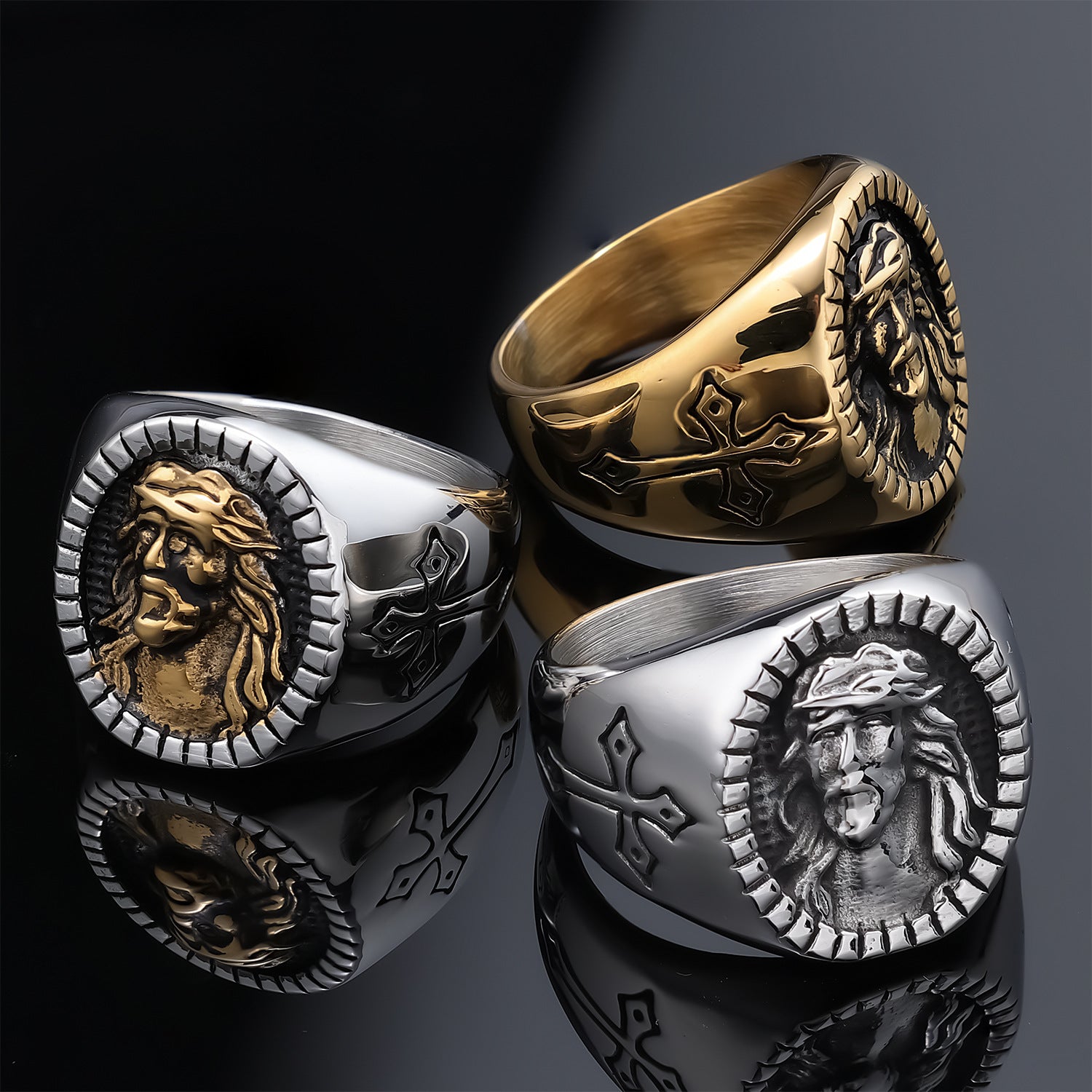 Savior Jesus Stainless Steel Cross Ring