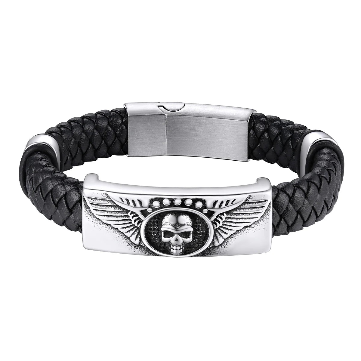 Custom Leather Skull Wing Bracelet