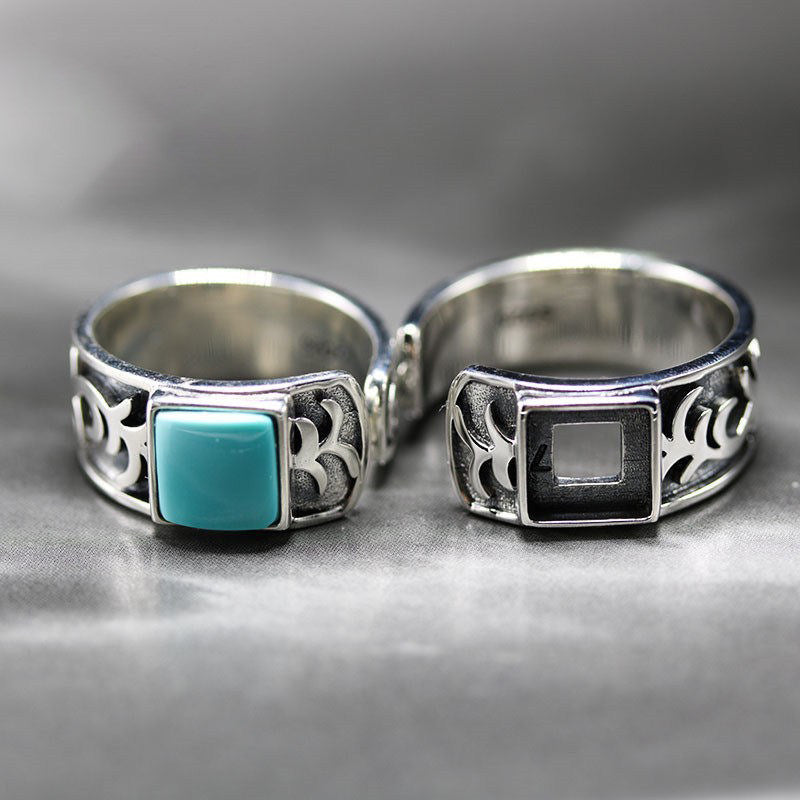 Anillo de acero inoxidable con forma de cuerpo 3D
