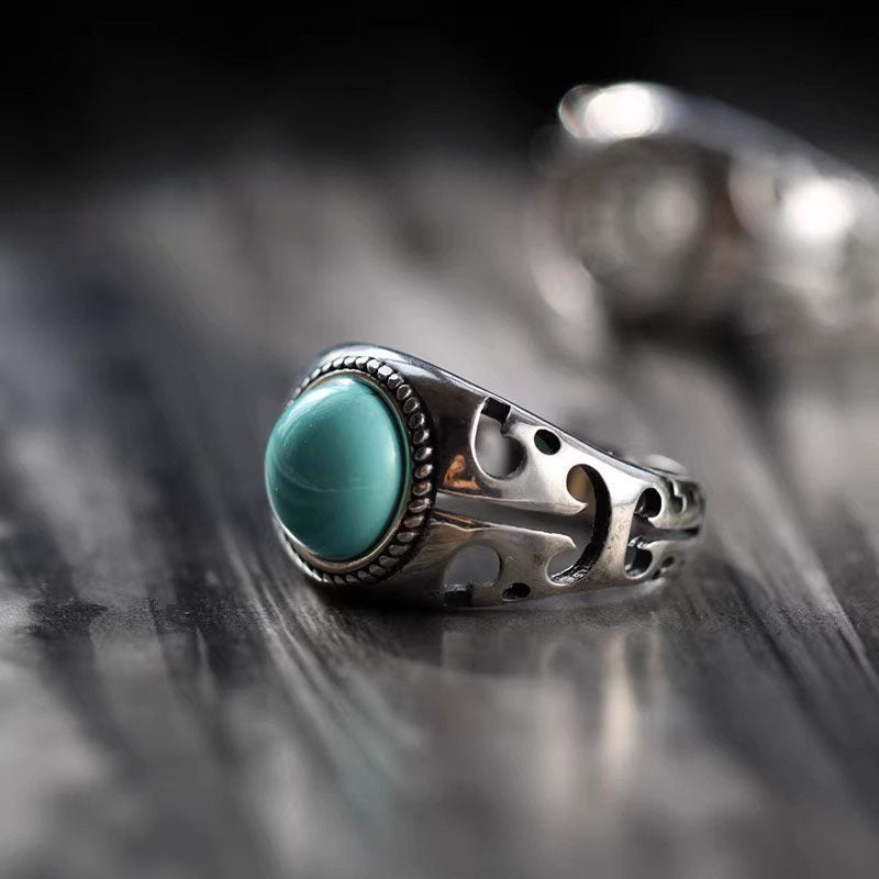 925 Sterling Silver Western Shield Turquoise Ring
