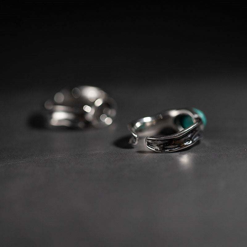 Raw Turquoise Organic Wavy Band 925 Sterling Silver Ring
