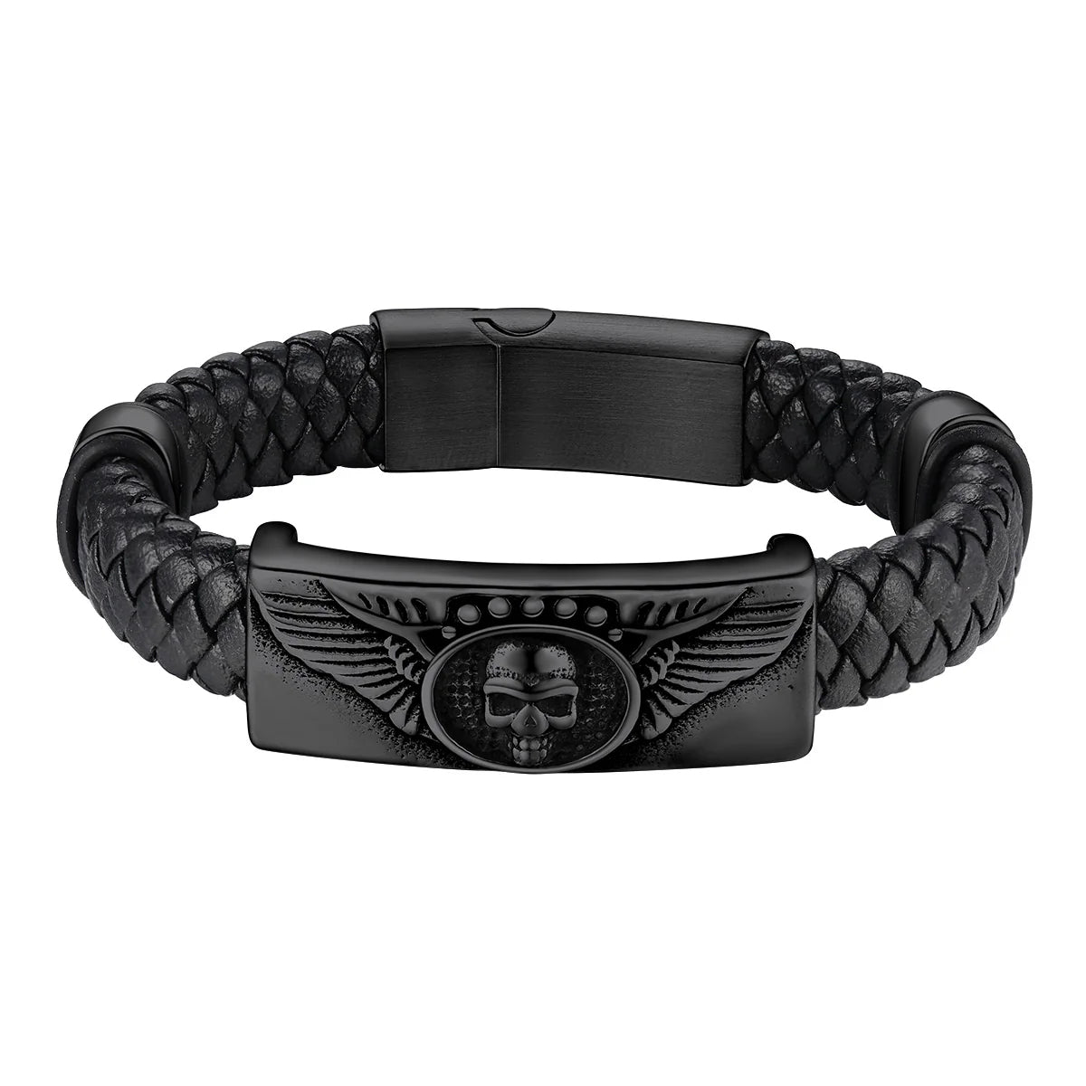 Custom Leather Skull Wing Bracelet