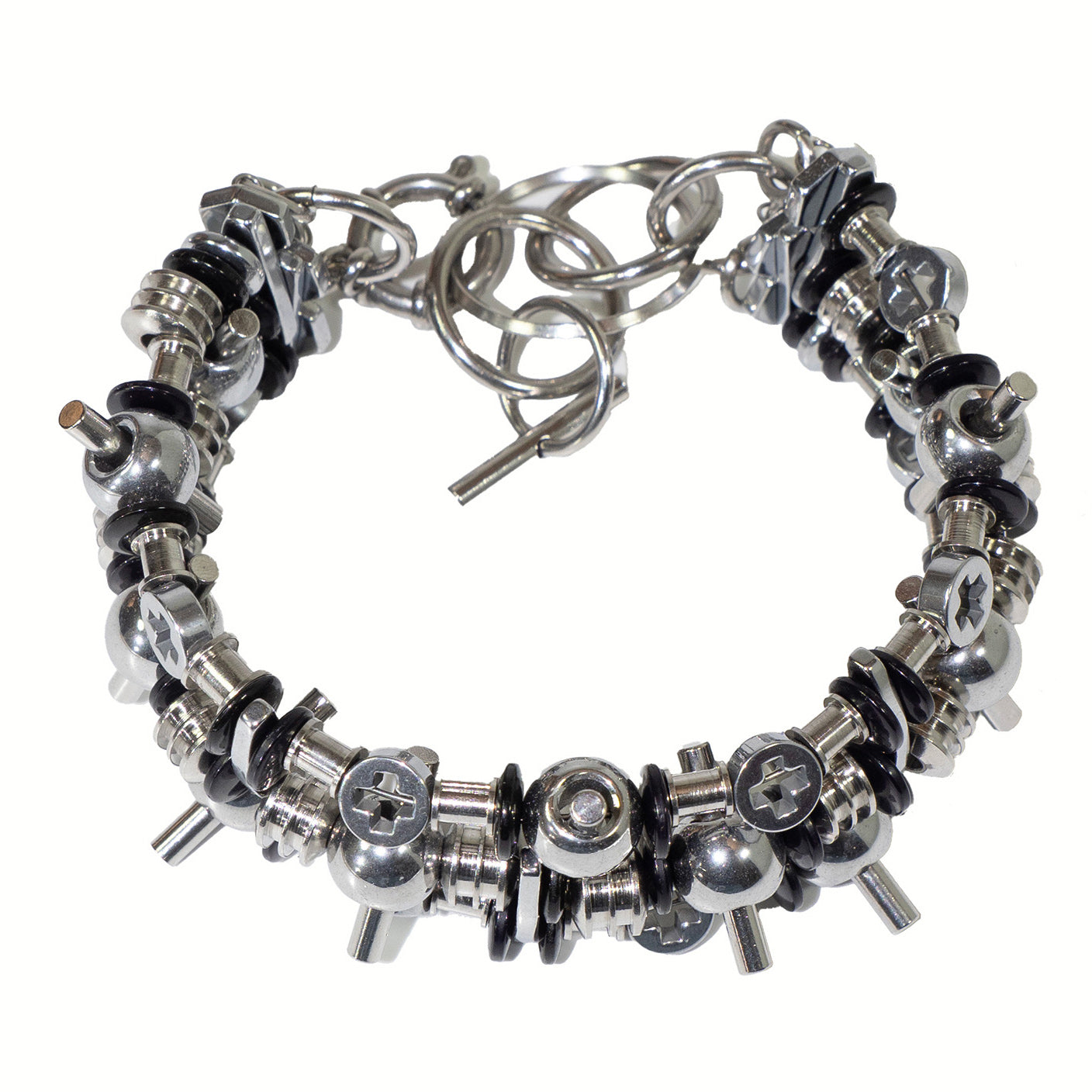 Mechanical Parts Titanium Steel Beaded Bracelet