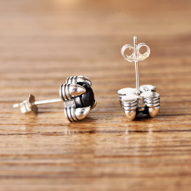 Dragon Claw Inlaid Obsidian Stud Earrings