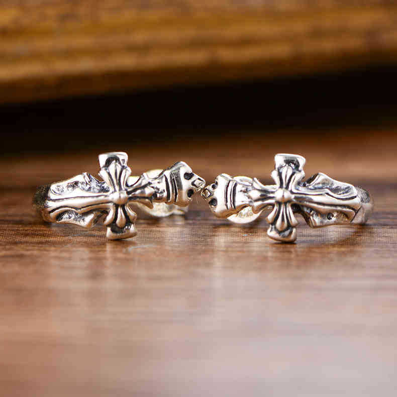 C-Shaped Cross Stud Earrings