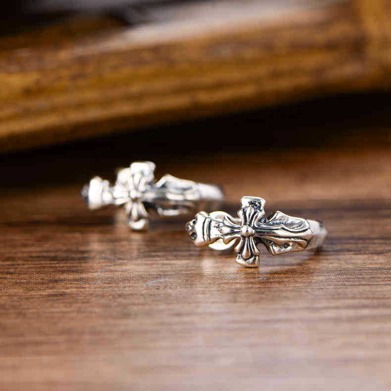 C-Shaped Cross Stud Earrings