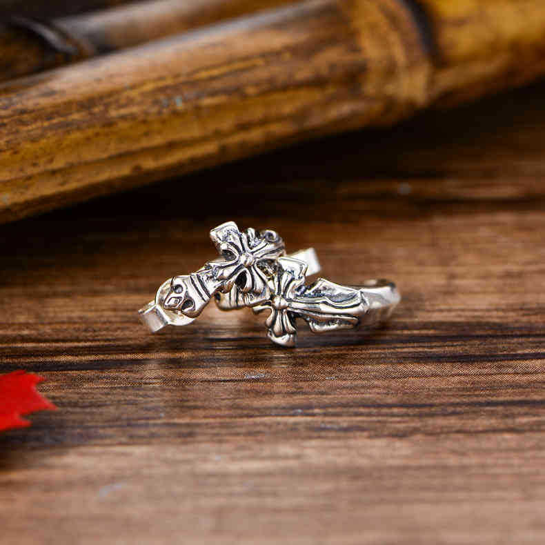 C-Shaped Cross Stud Earrings
