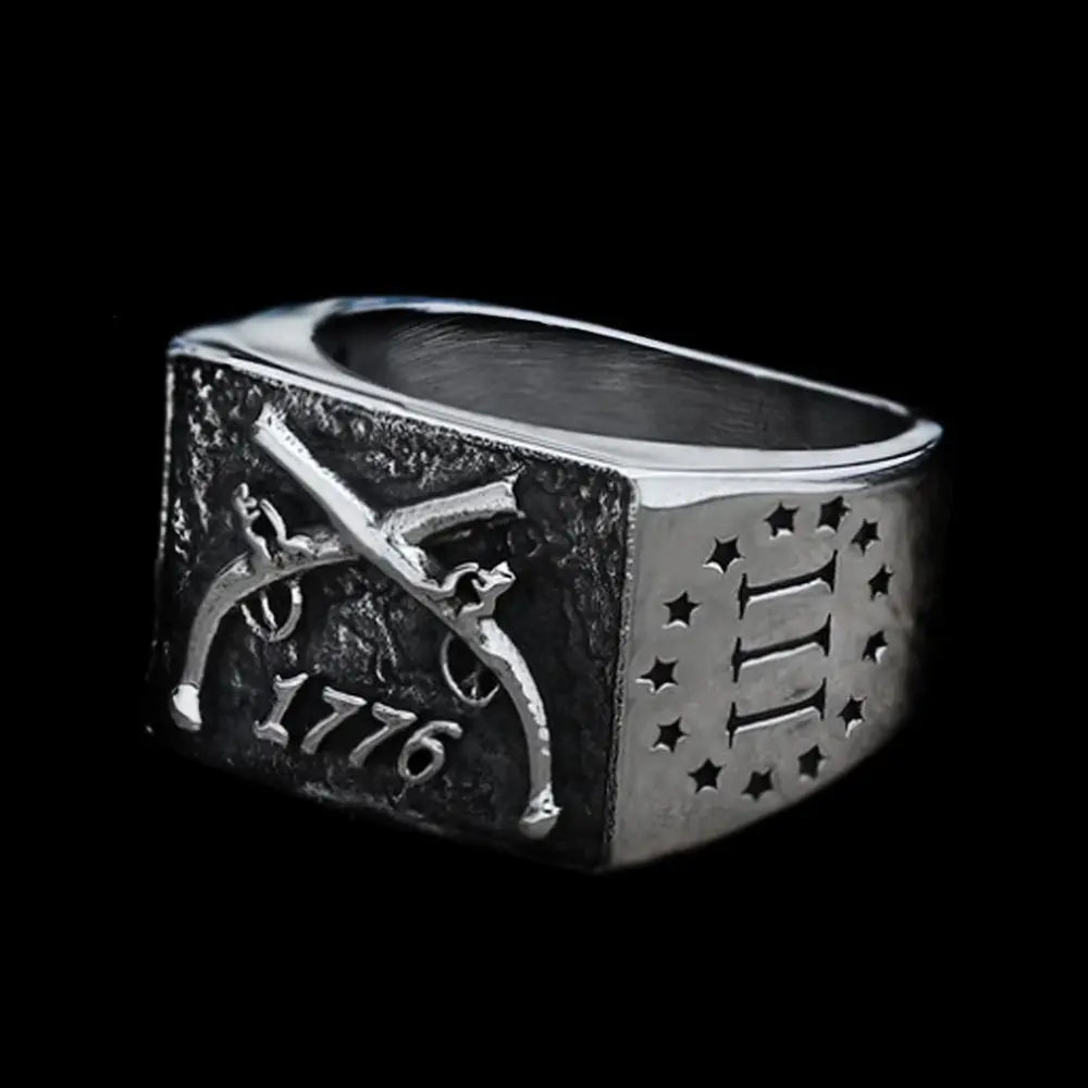 1776 Crossed Guns Stainless Steel Ring VRAFI