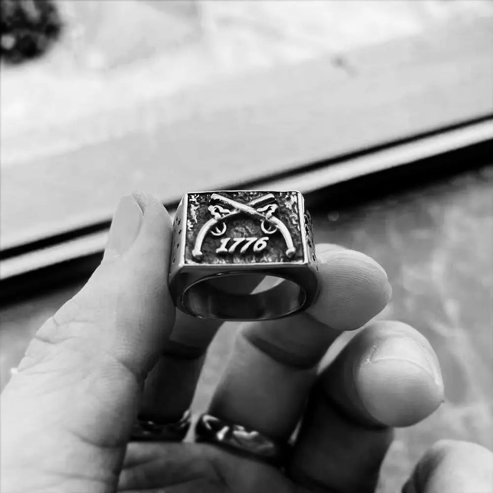 1776 Crossed Guns Stainless Steel Ring VRAFI