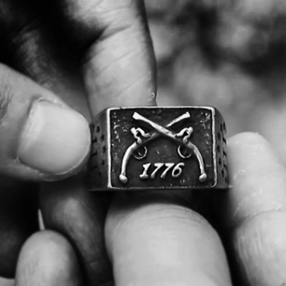 1776 Crossed Guns Stainless Steel Ring VRAFI