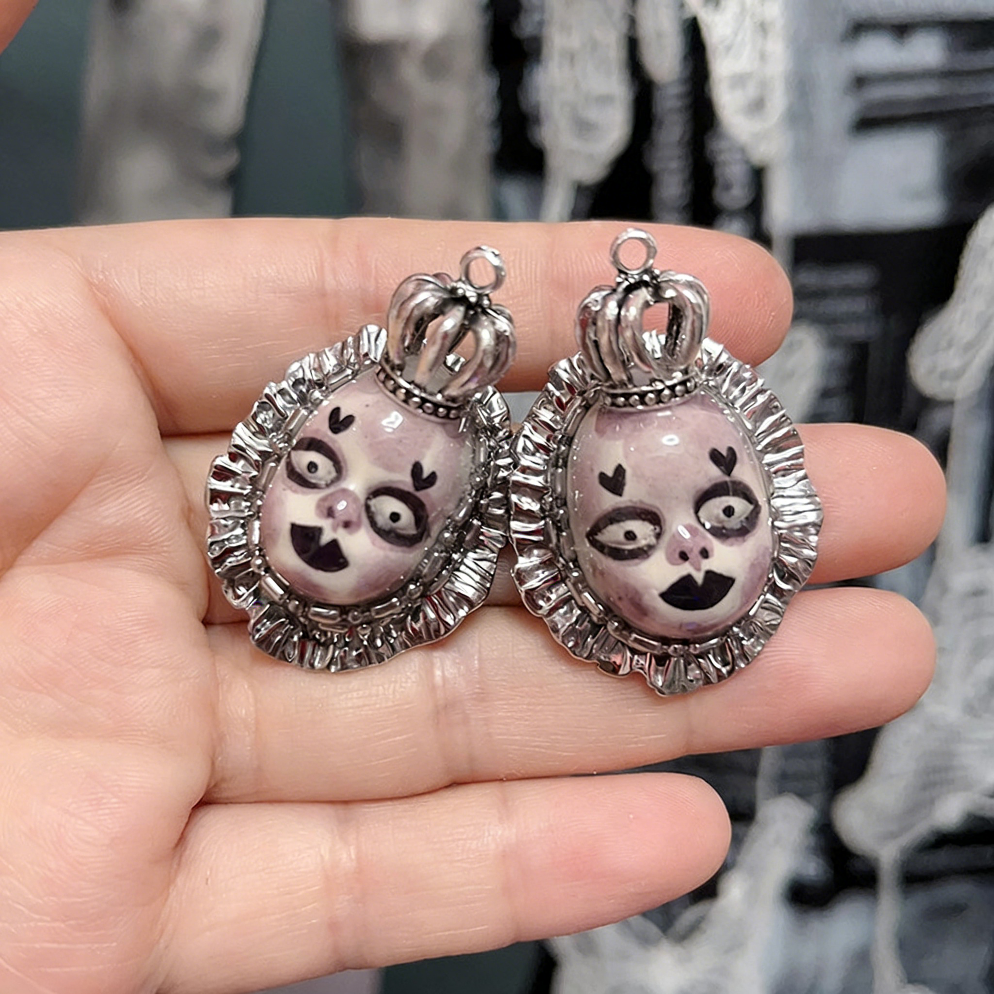 Purple Heart Crown Freak Baby Earrings