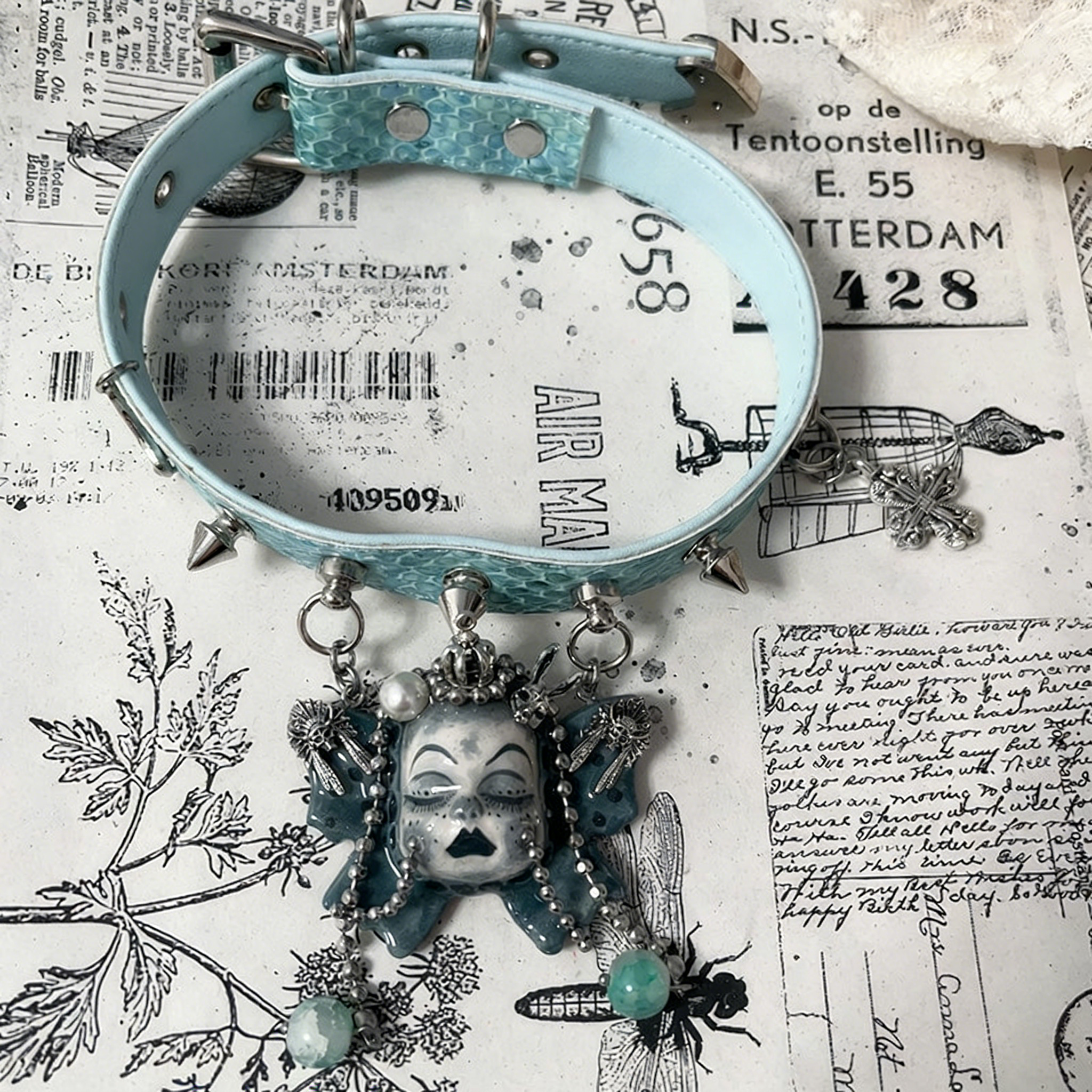 Teal Butterfly Crown Choker