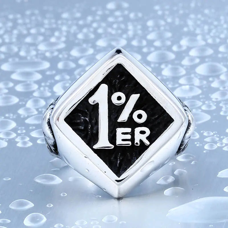 1%ER Skull Stainless Steel Ring - Vrafi Jewelry