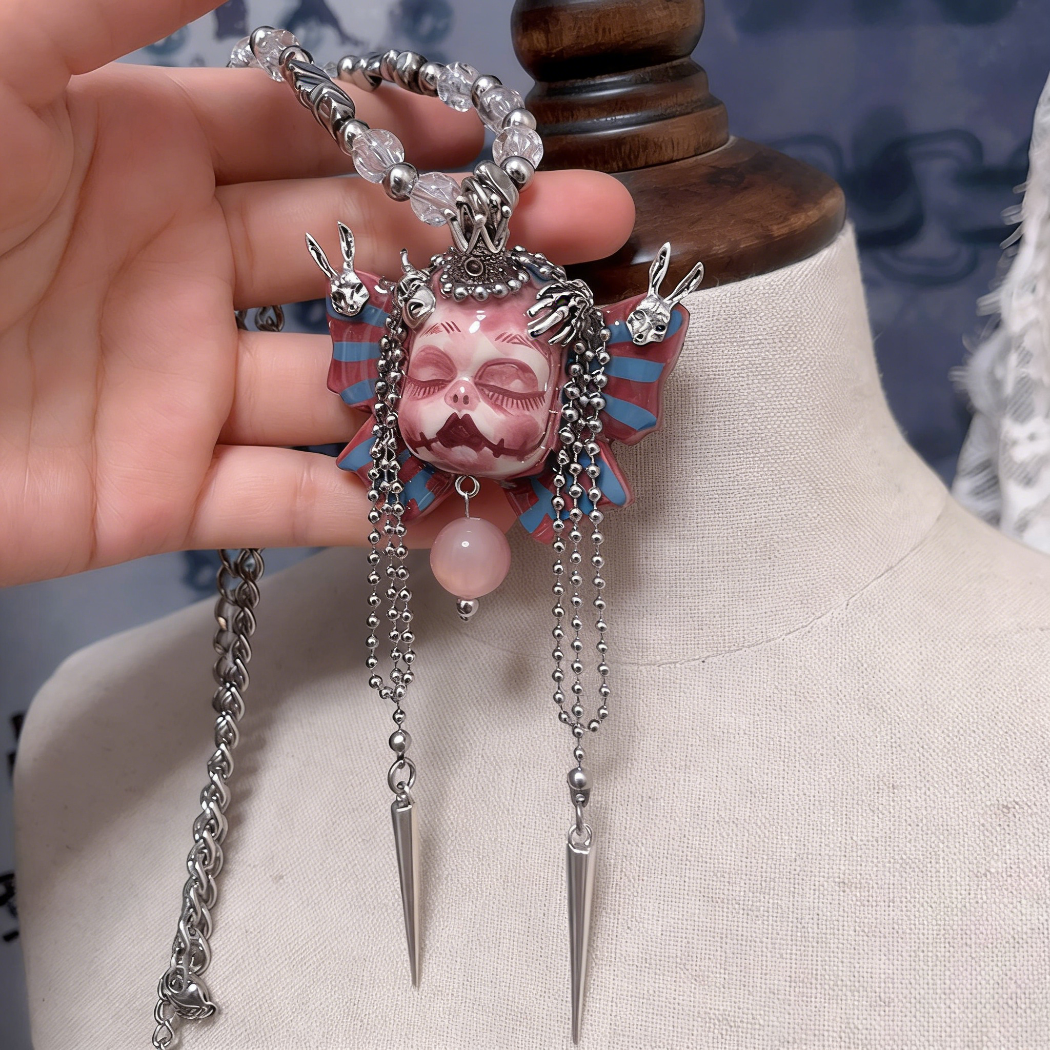 Butterfly Crown Slumber Gothic Doll Necklace