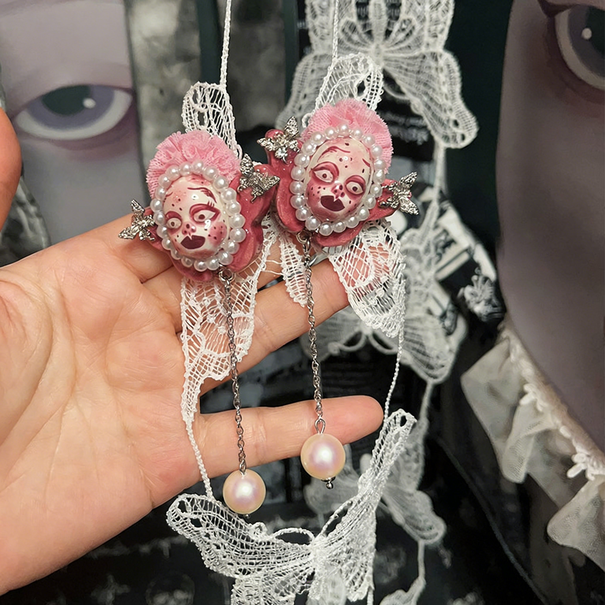 Pink Butterfly Freak Baby Earrings