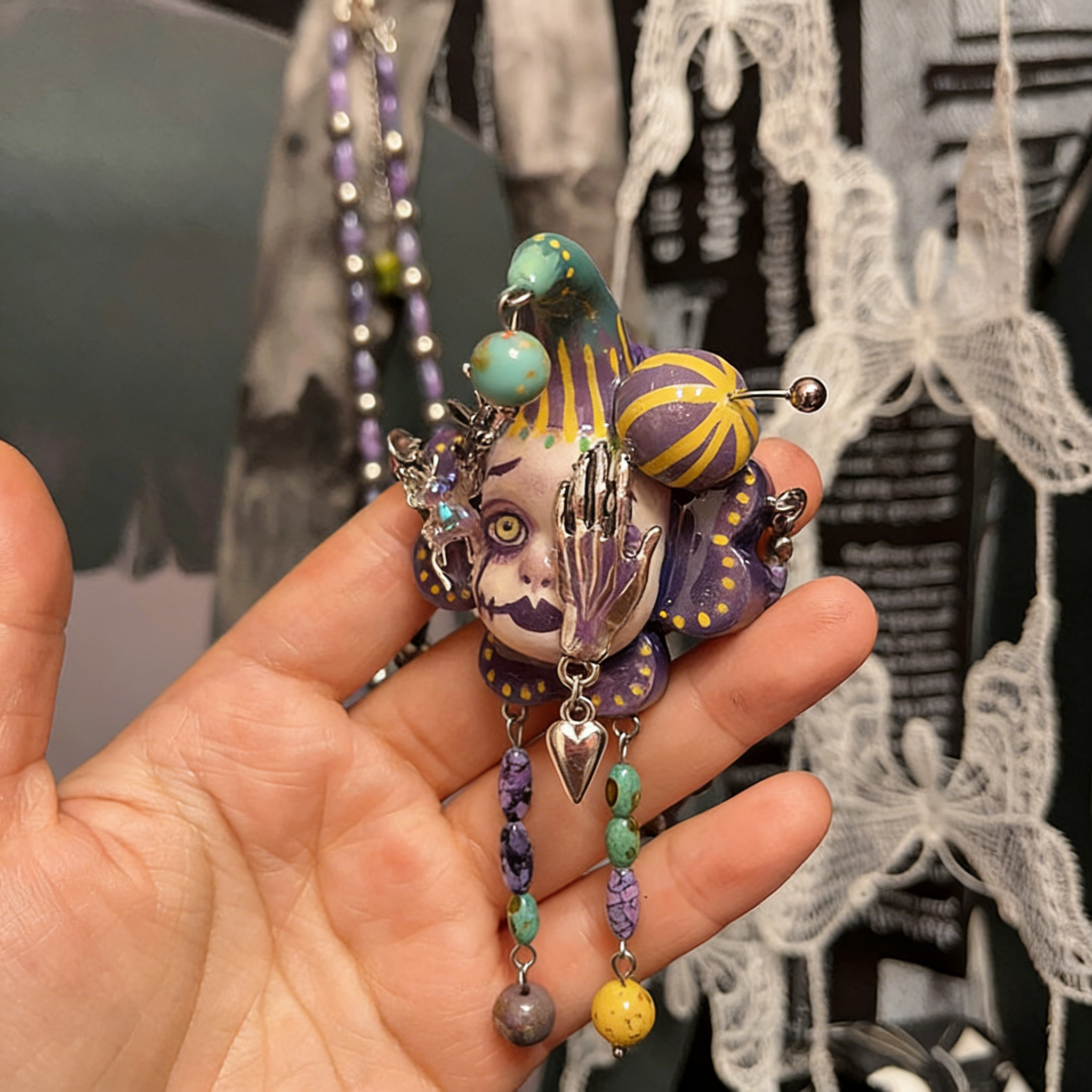 Dark Circus Clown Necklace