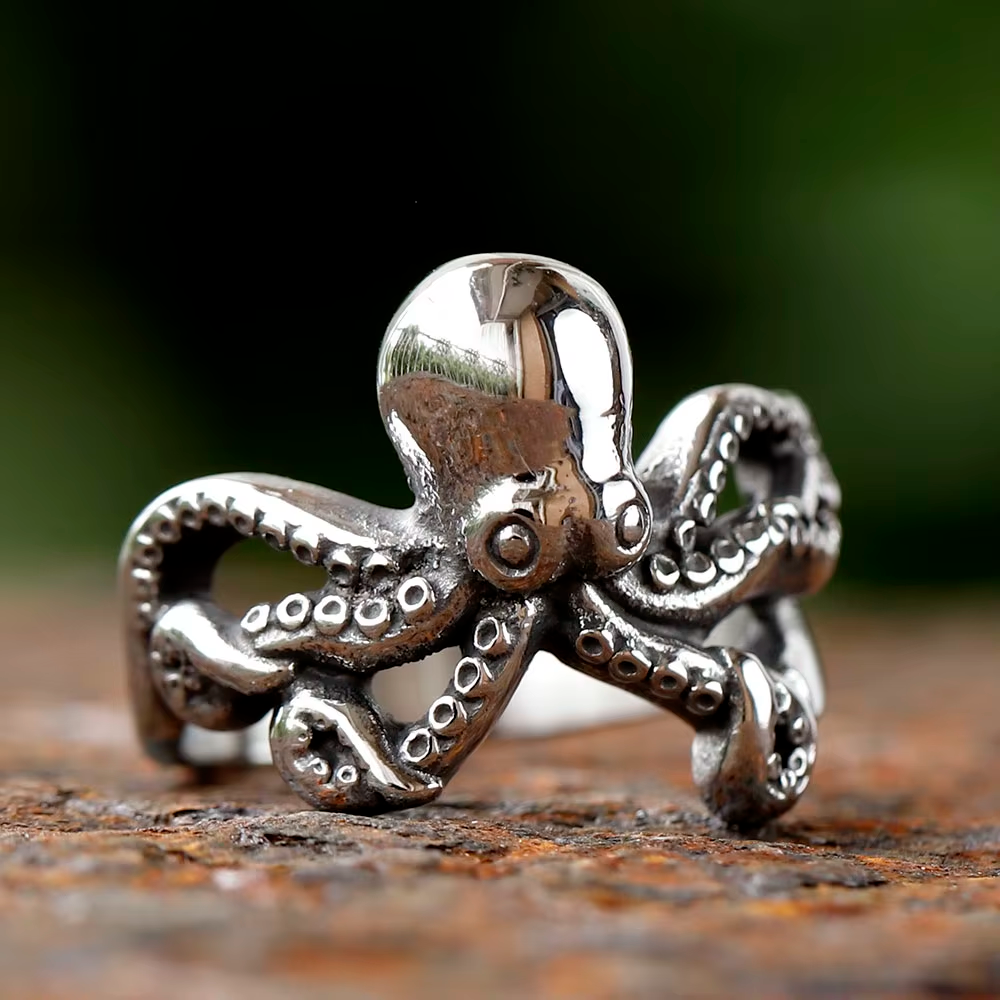 3D Octopus Statement Stainless Steel Ring
