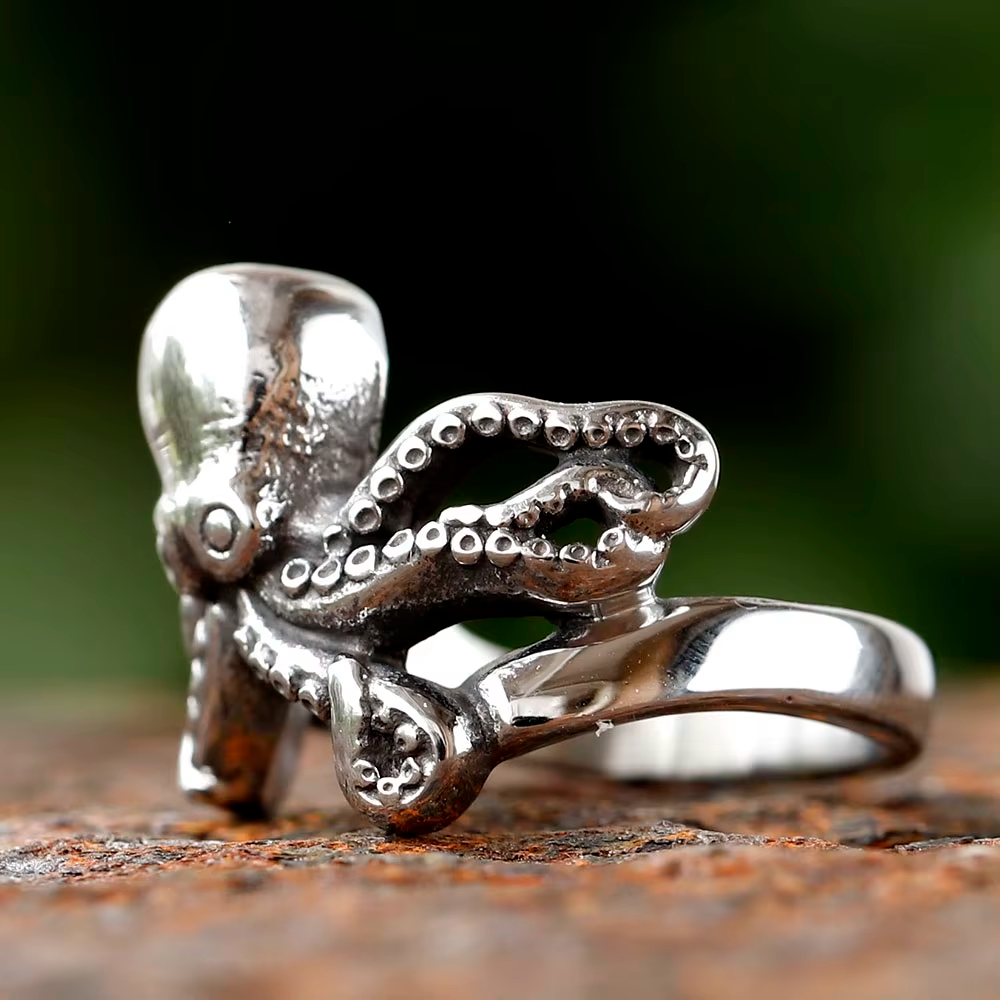 3D Octopus Statement Stainless Steel Ring