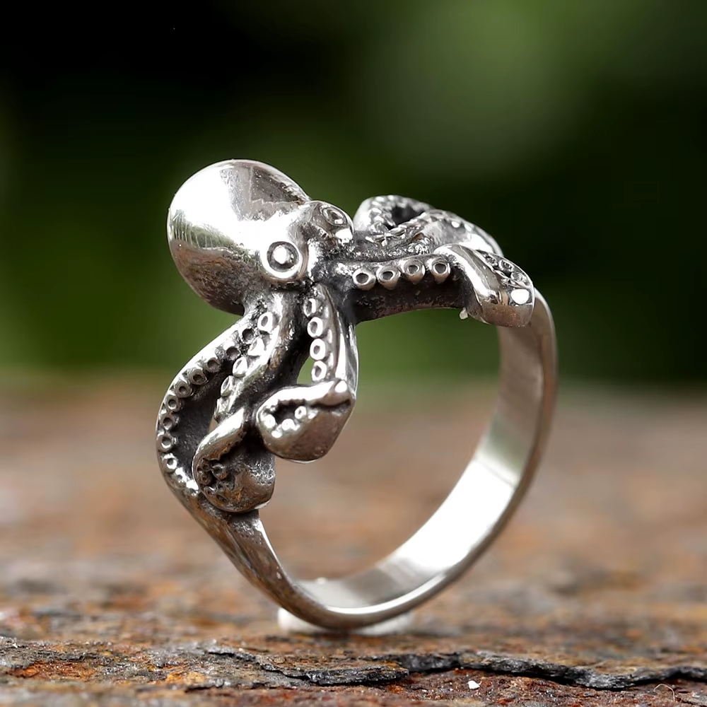 3D Octopus Statement Stainless Steel Ring