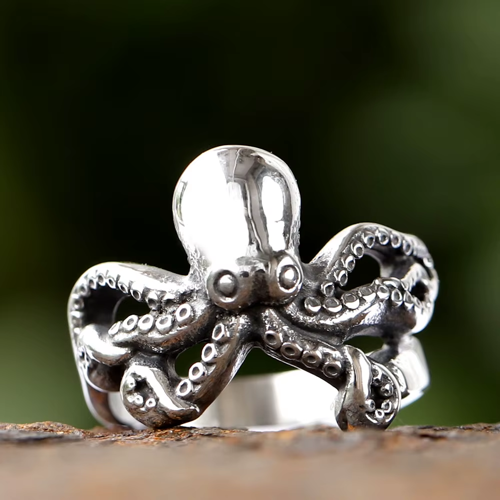 3D Octopus Statement Stainless Steel Ring