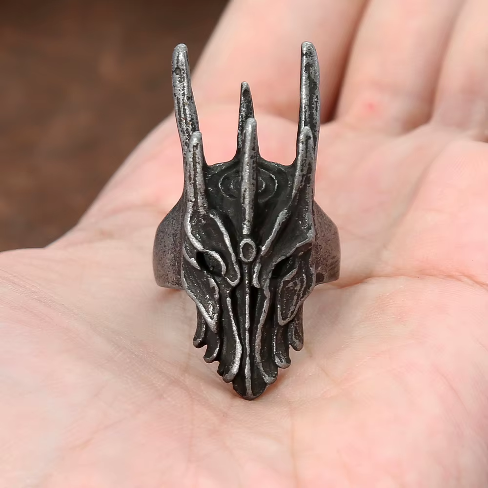 Horned Demon Skull Stainless Steel Ring