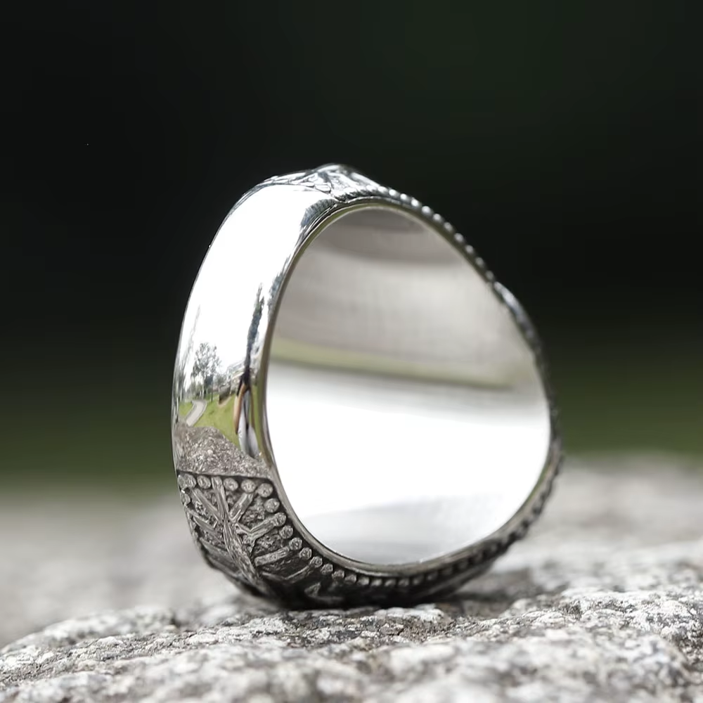 Textura De Flor Con Anillo De Acero Inoxidable Esmaltado
