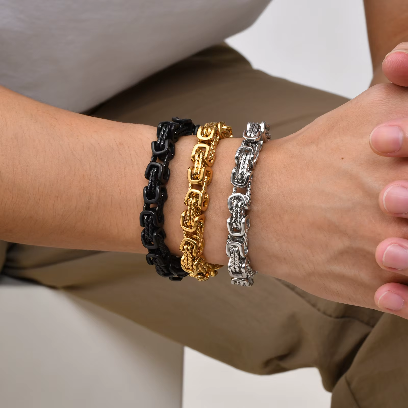 Classic Woven Link Stainless Steel Bracelet