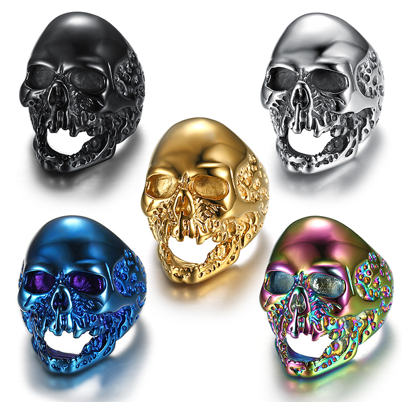 Eroded Broken Skull Statement Ring