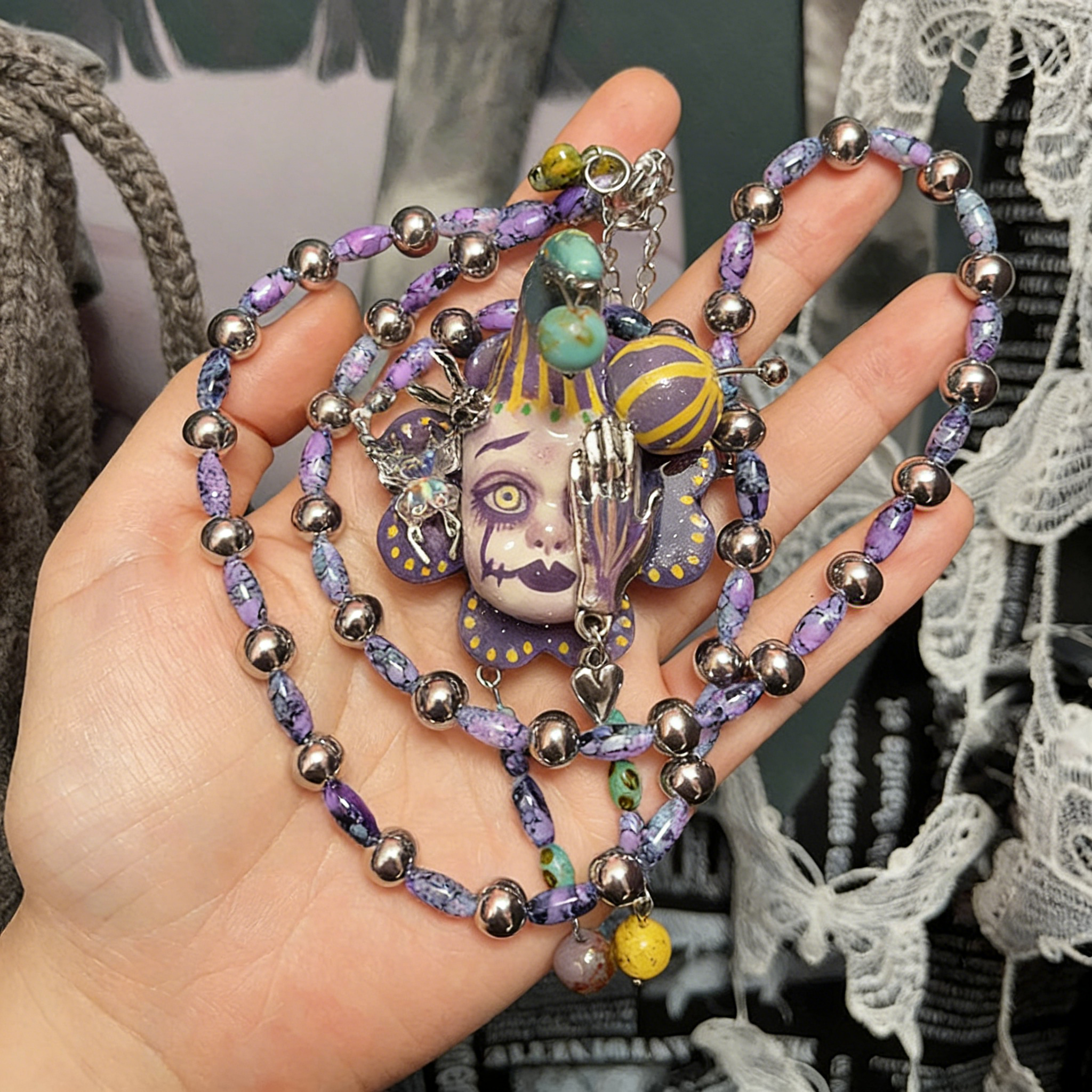 Dark Circus Clown Necklace