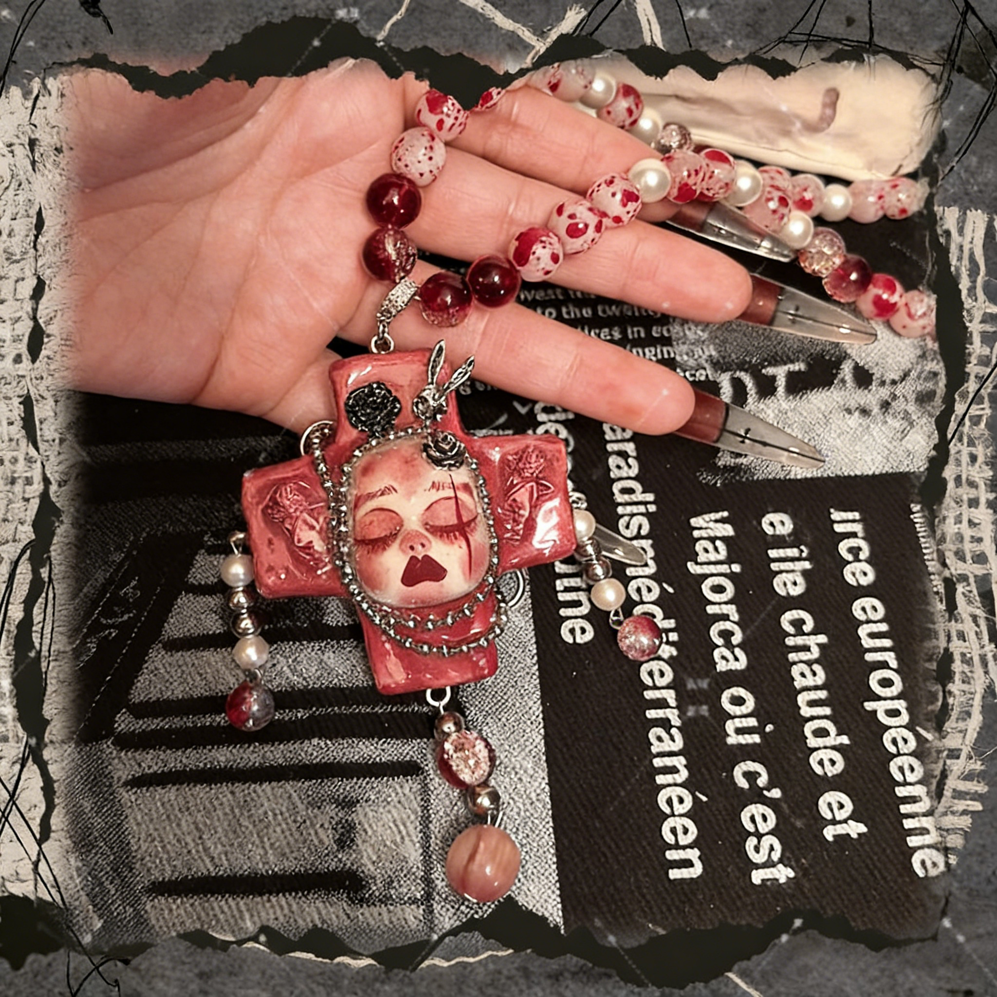 Blood Cross Slumber Gothic Doll Necklace