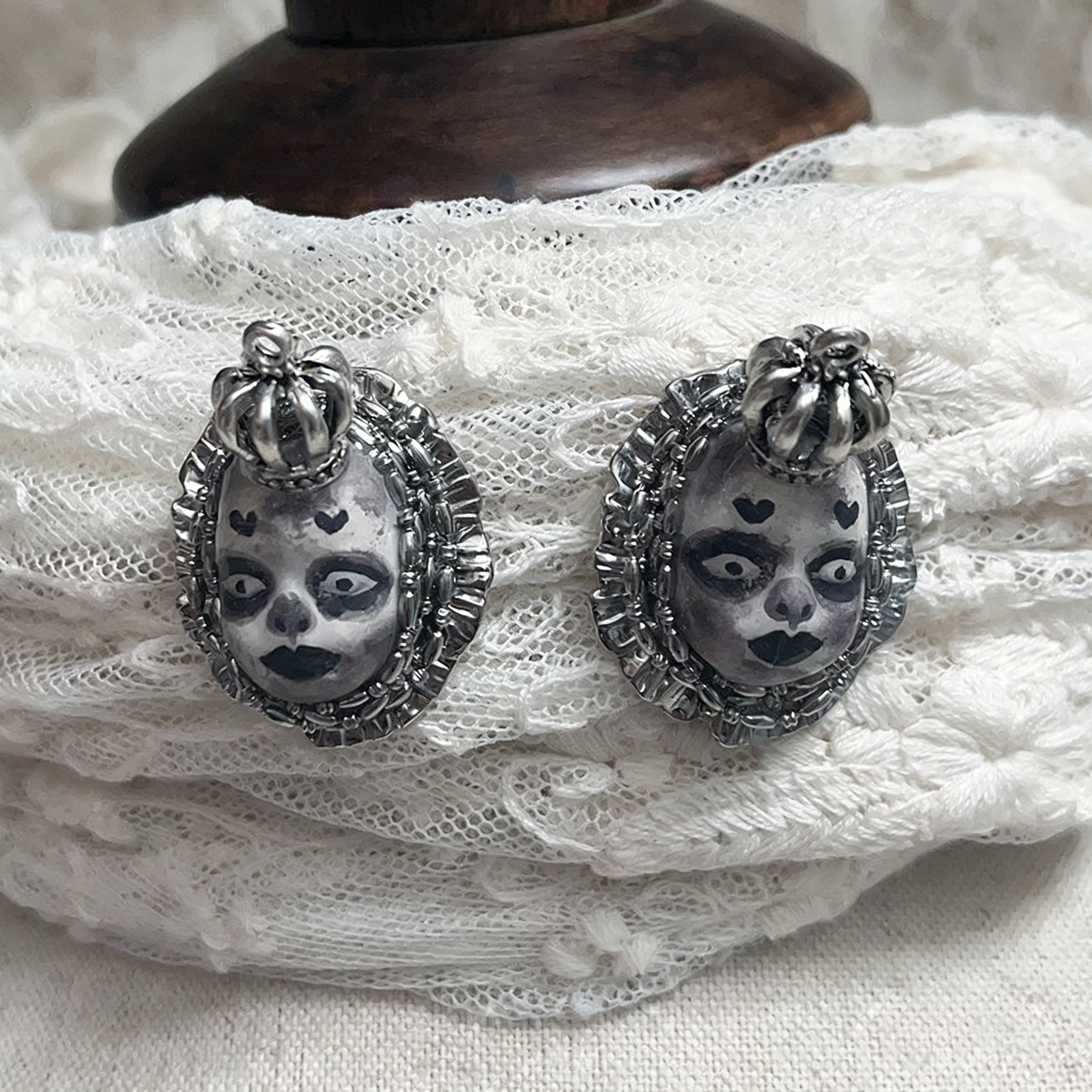 Purple Heart Crown Freak Baby Earrings