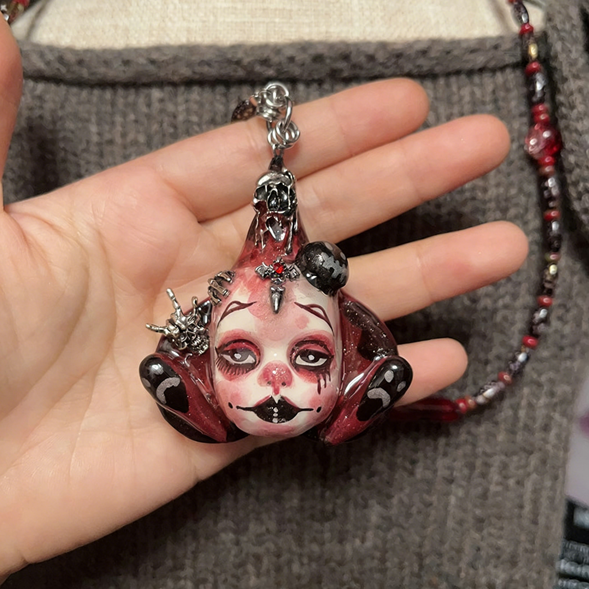 Blood Pupil Clown Gothic Doll Necklace