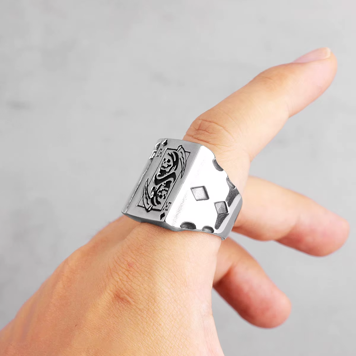 Grim Reaper Playing Card Stainless Steel Ring