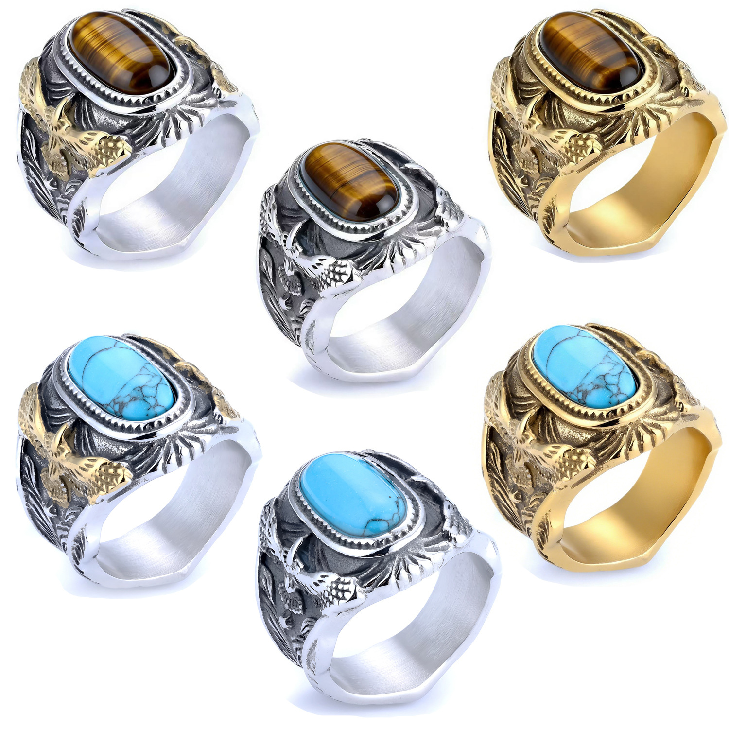 Eagle Turquoise Stainless Steel Ring