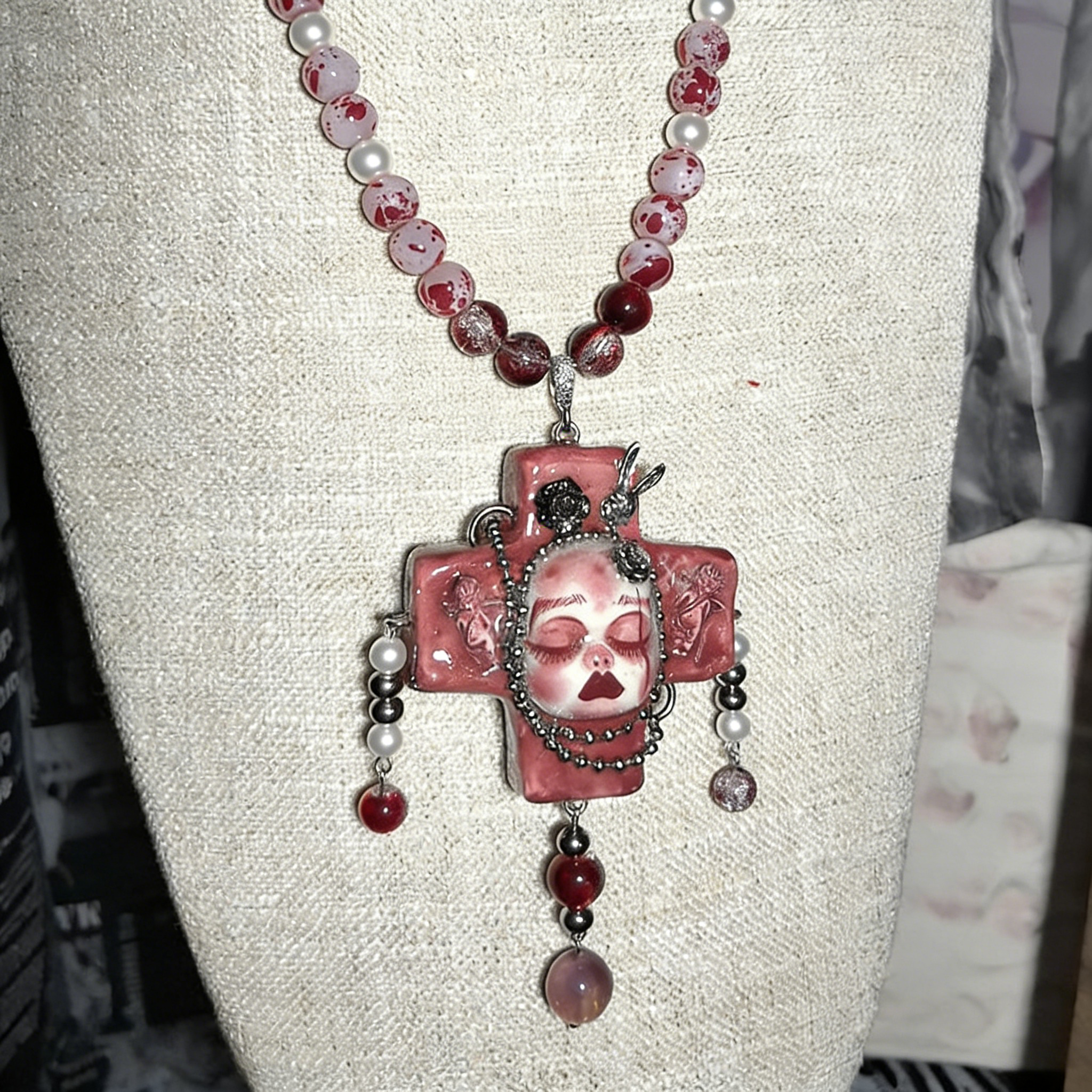 Blood Cross Slumber Gothic Doll Necklace