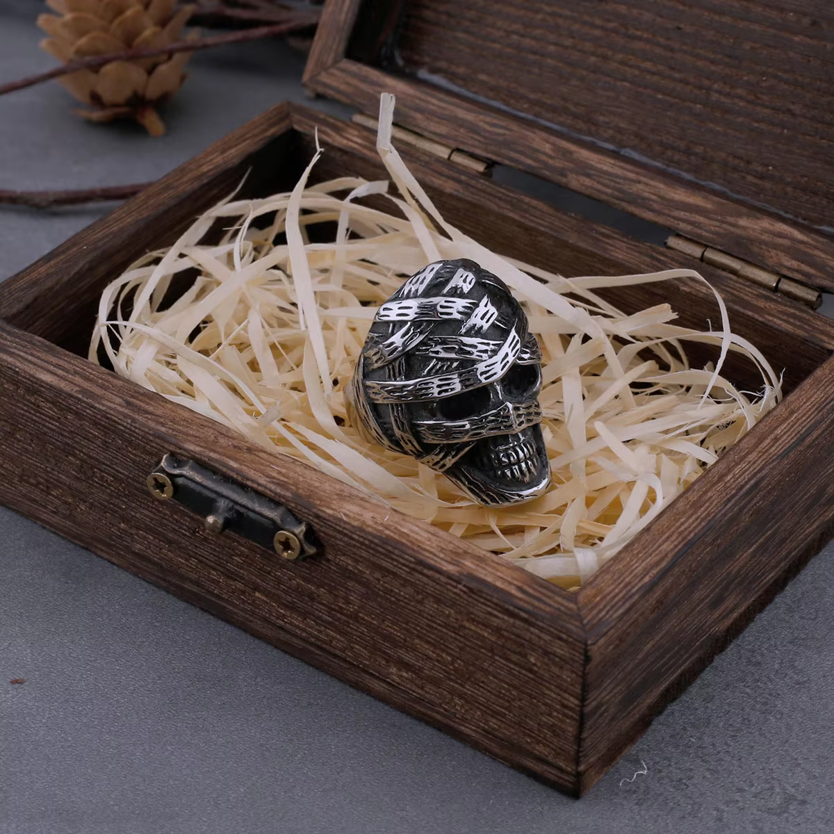 Mummy Bandage Skull Stainless Steel Ring