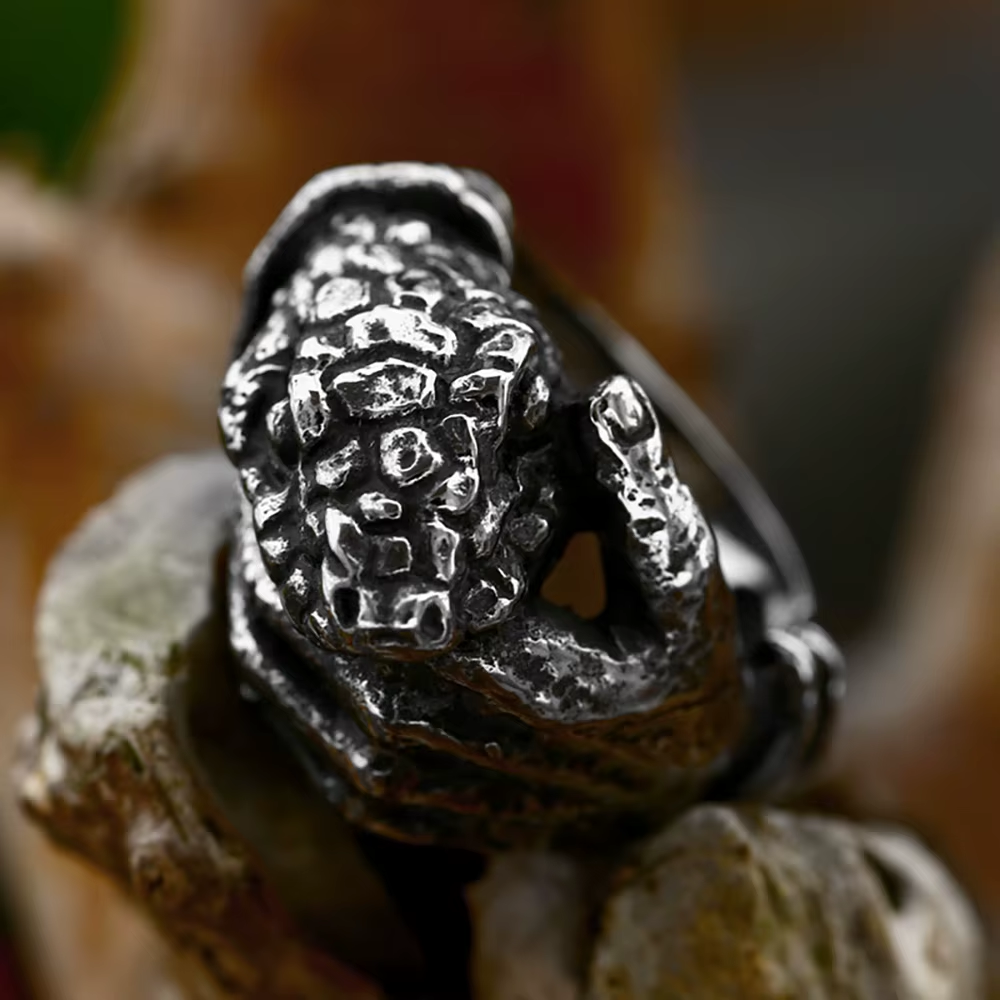 Textura De Flor Con Anillo De Acero Inoxidable Esmaltado