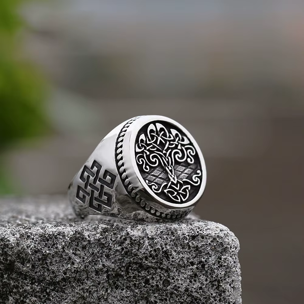 Textura De Flor Con Anillo De Acero Inoxidable Esmaltado