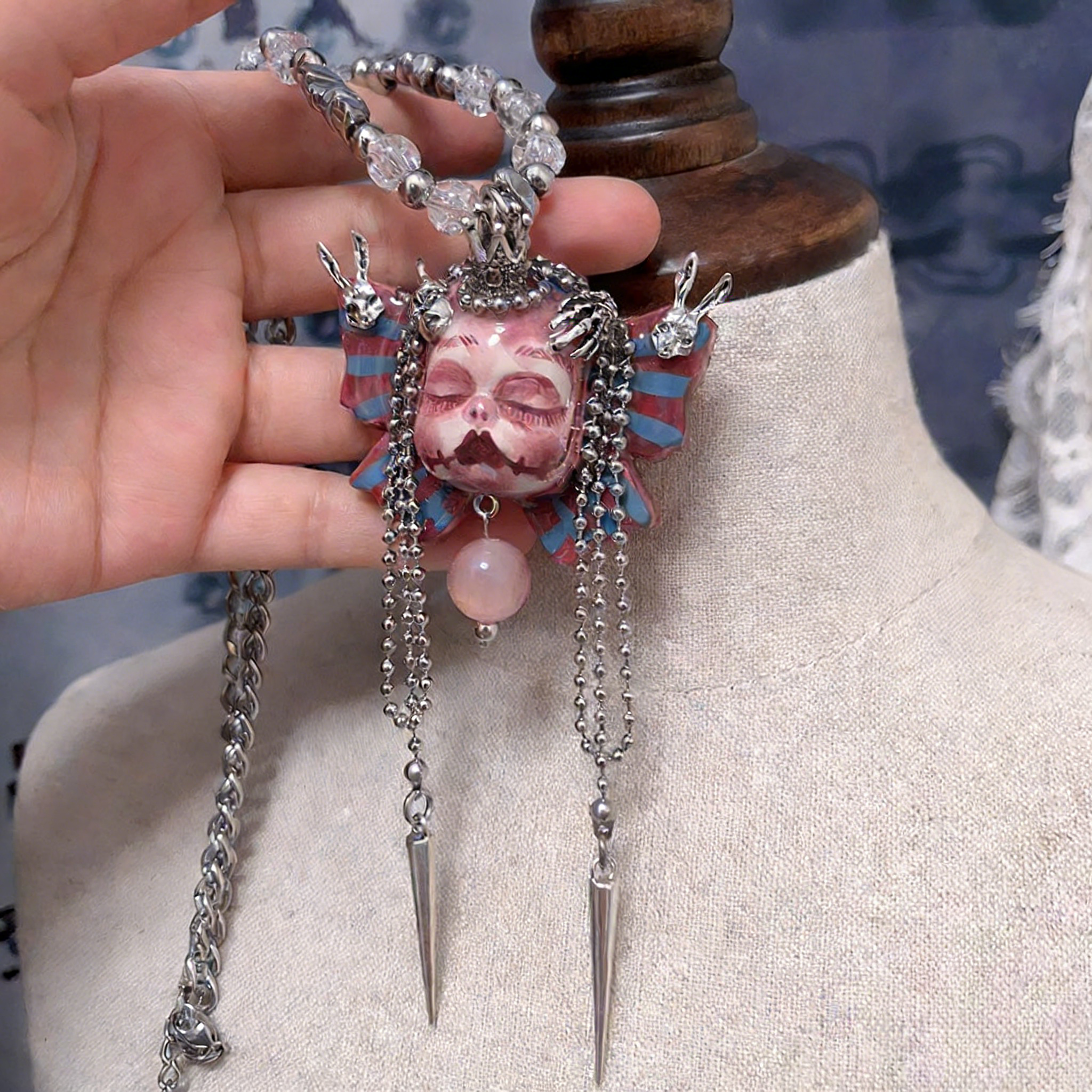 Butterfly Crown Slumber Gothic Doll Necklace