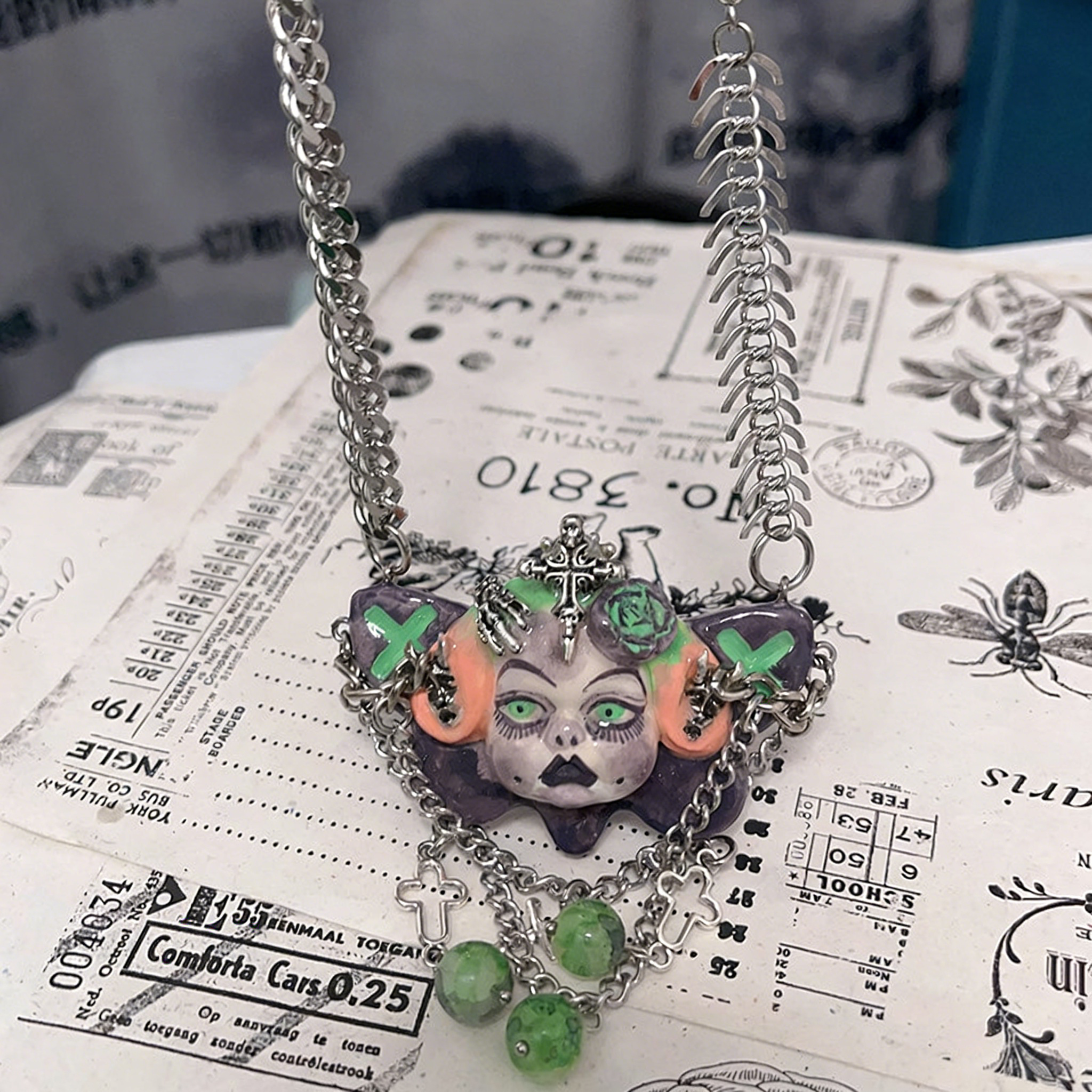 Green Pupil Gothic Doll Necklace