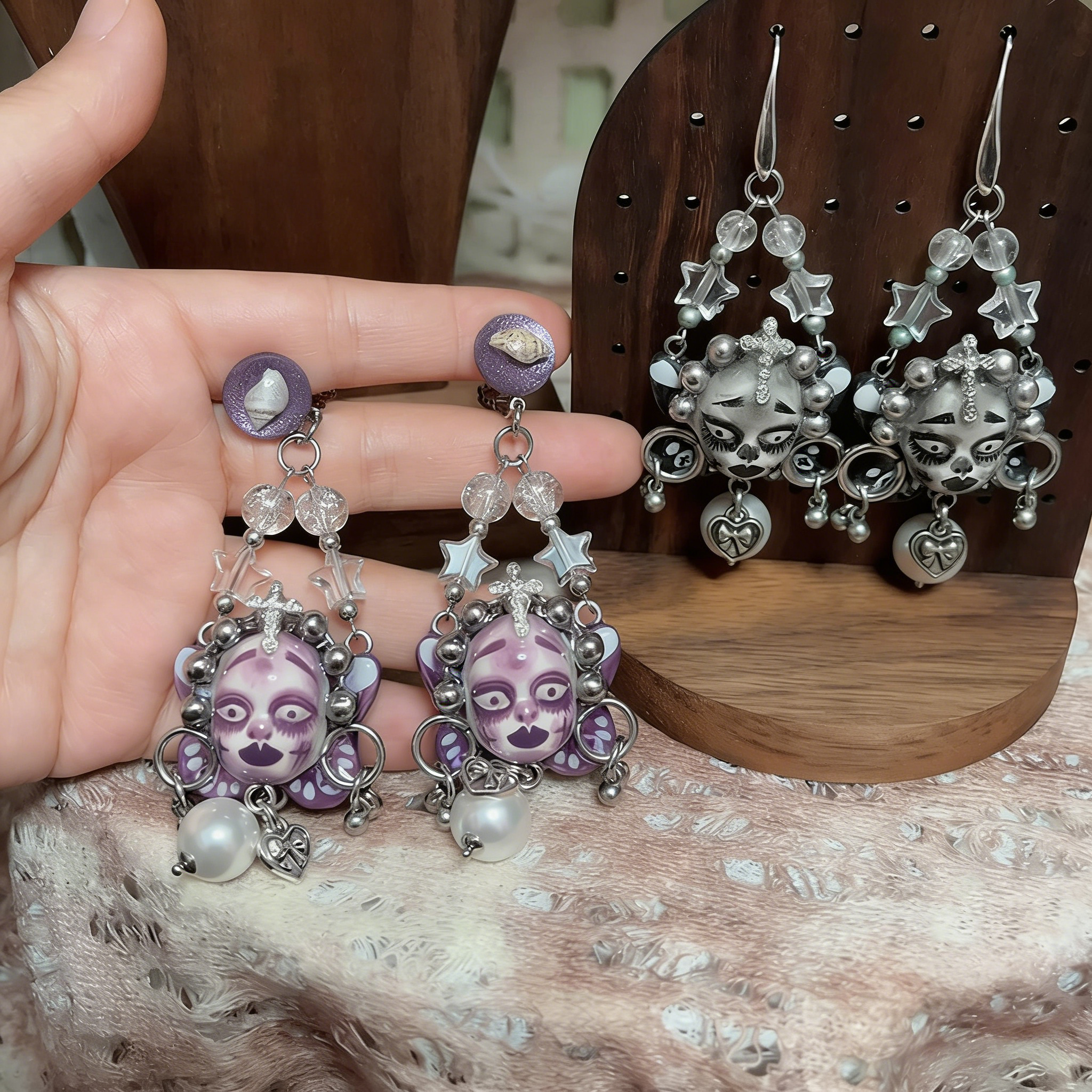 Purple Shell Star Butterfly Freak Baby Earrings
