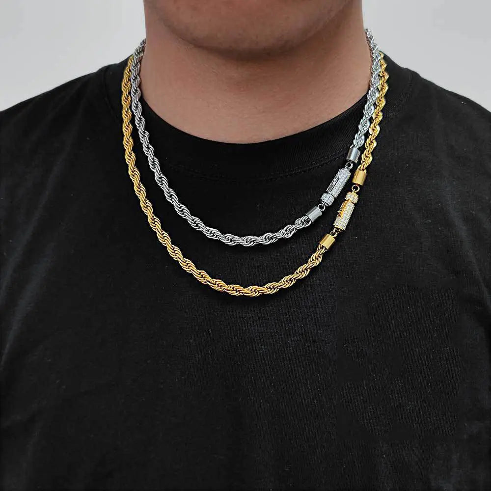 6MM Diamond Buckle Twist Chain Vrafi Jewelry