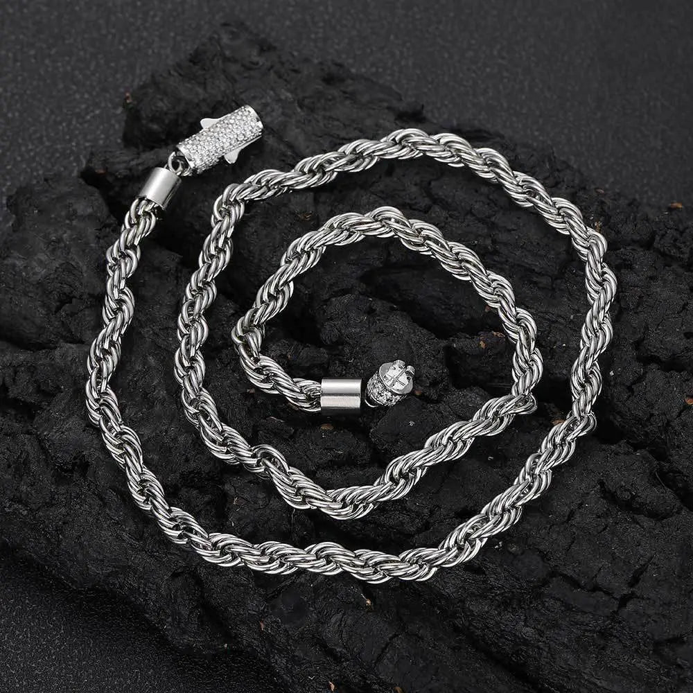 6MM Diamond Buckle Twist Chain Vrafi Jewelry