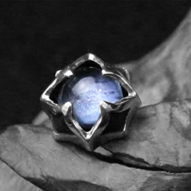 Lotus Inlaid Zirconia Stud Earrings