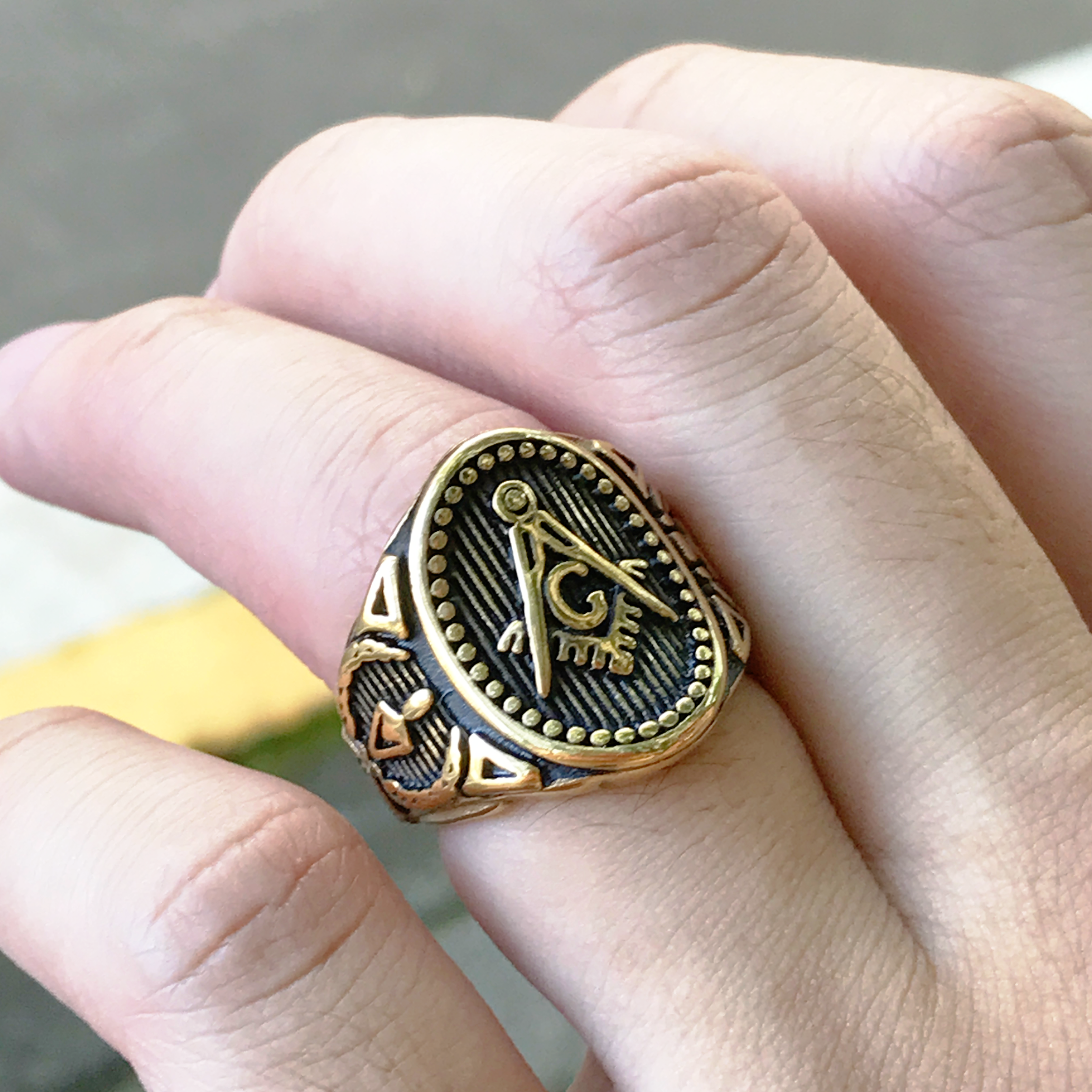 Freemason Stainless Steel Gold Ring