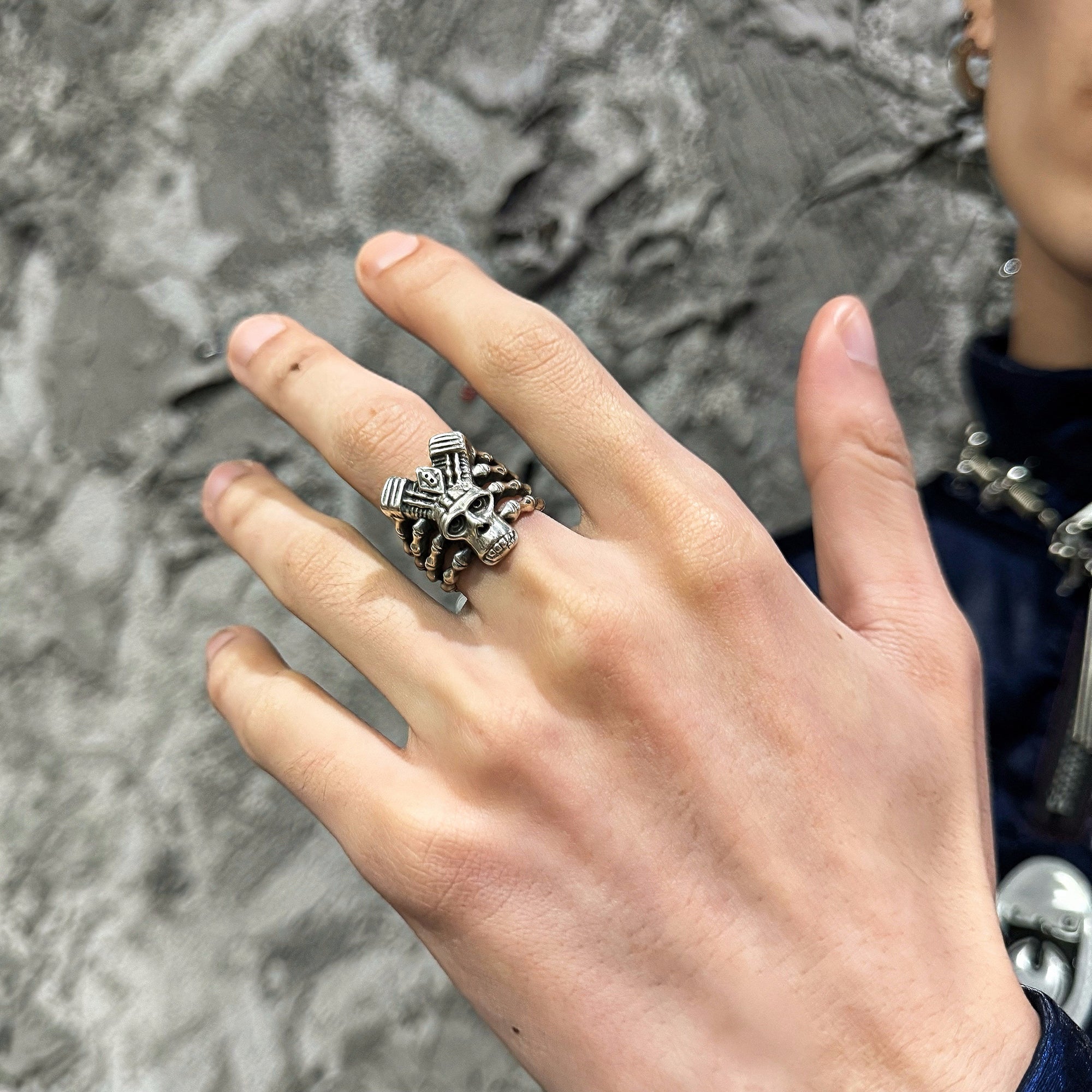 925 Sterling Silver Vintage Skull Ring