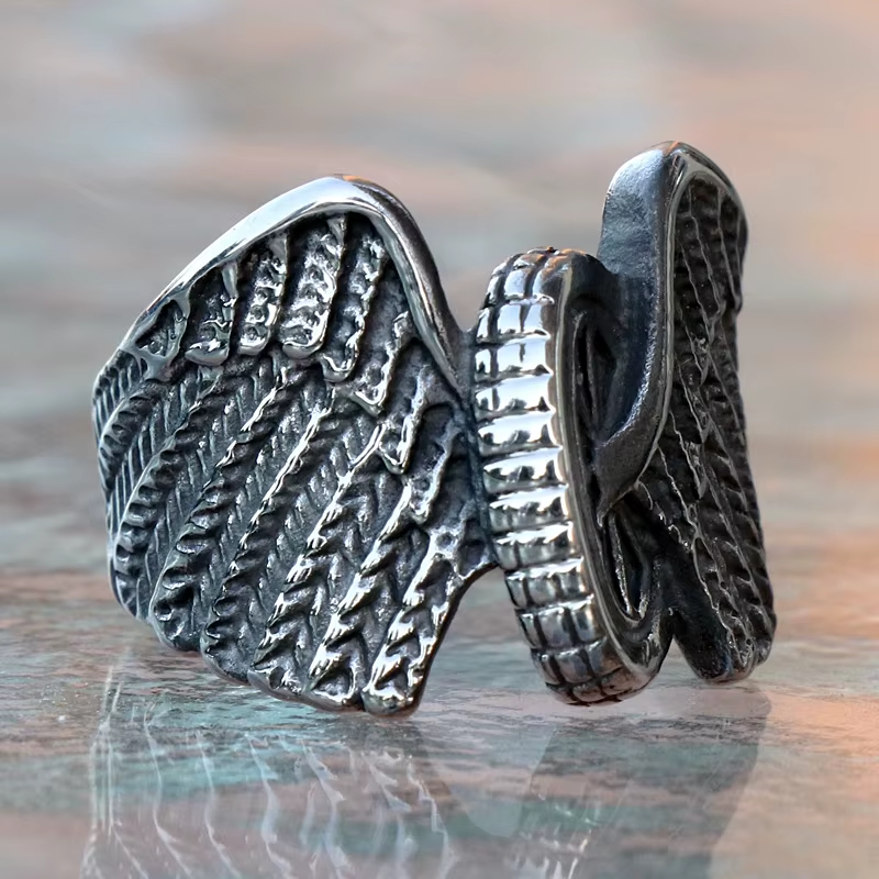 Biker Wing Wheel Stainless Steel Ring