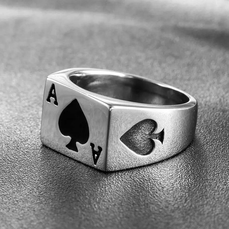 Ace of Spades Stainless Steel Ring - Vrafi Jewelry