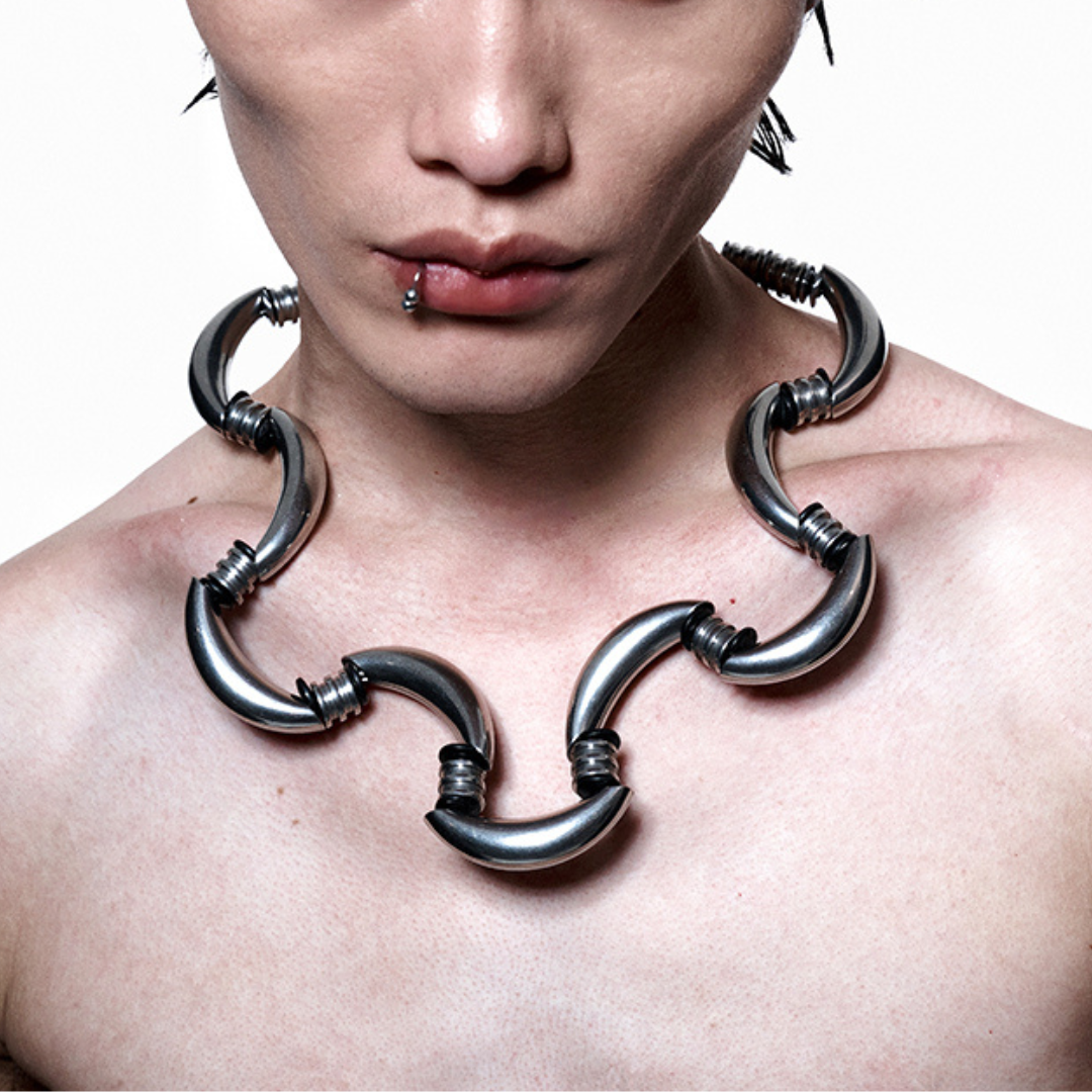 Adjustable Crescent Moon Beaded Necklace