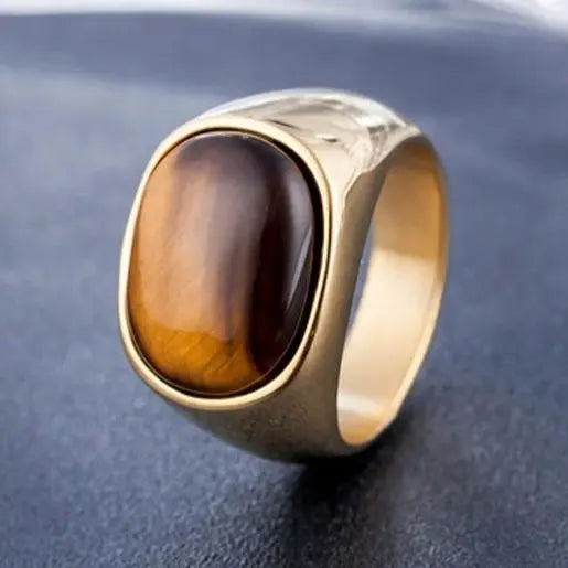 Amber Oval Stainless Steel Ring - Vrafi Jewelry